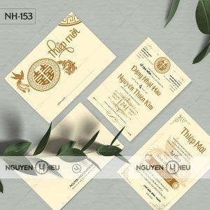 Thiệp cưới màu kem rồng phụng
